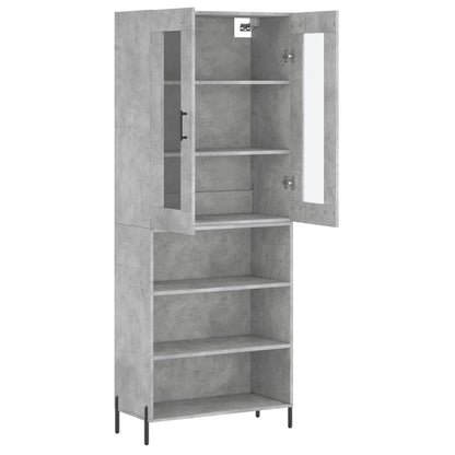 Hoge Kast 69,5X34X180 Cm Bewerkt Hout Betongrijs