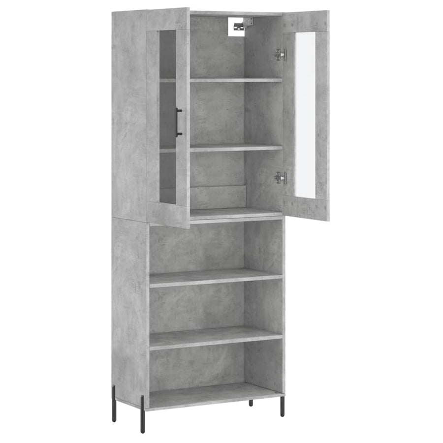 Hoge Kast 69,5X34X180 Cm Bewerkt Hout Betongrijs