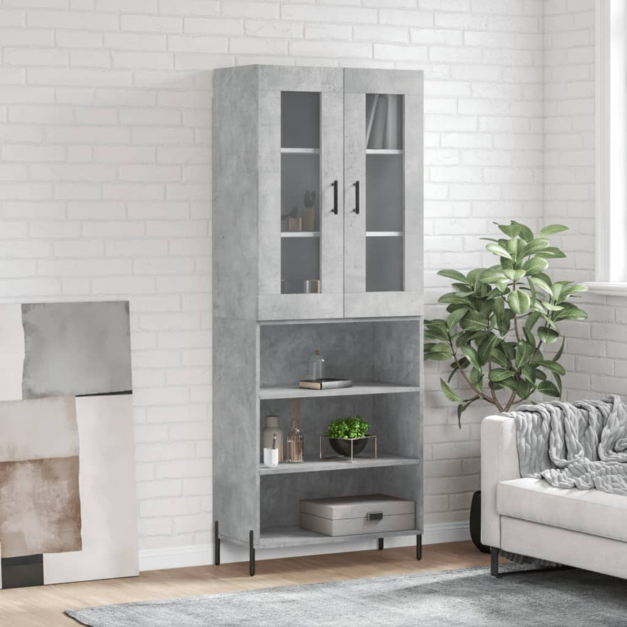 Hoge Kast 69,5X34X180 Cm Bewerkt Hout Betongrijs