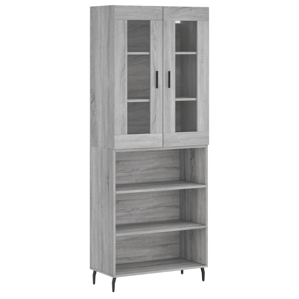 Hoge Kast 69,5X34X180 Cm Bewerkt Hout Grijs Sonoma Eikenkleurig