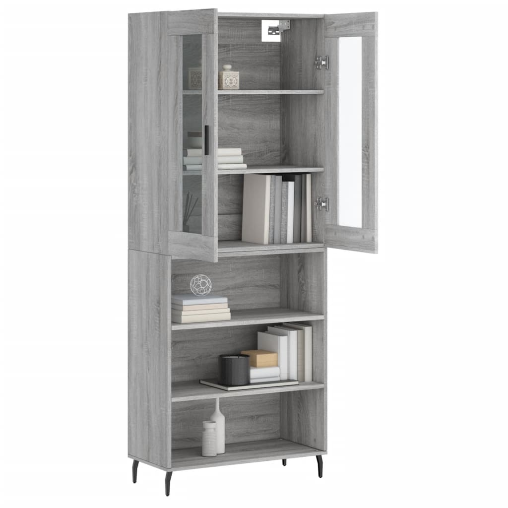 Hoge Kast 69,5X34X180 Cm Bewerkt Hout Grijs Sonoma Eikenkleurig