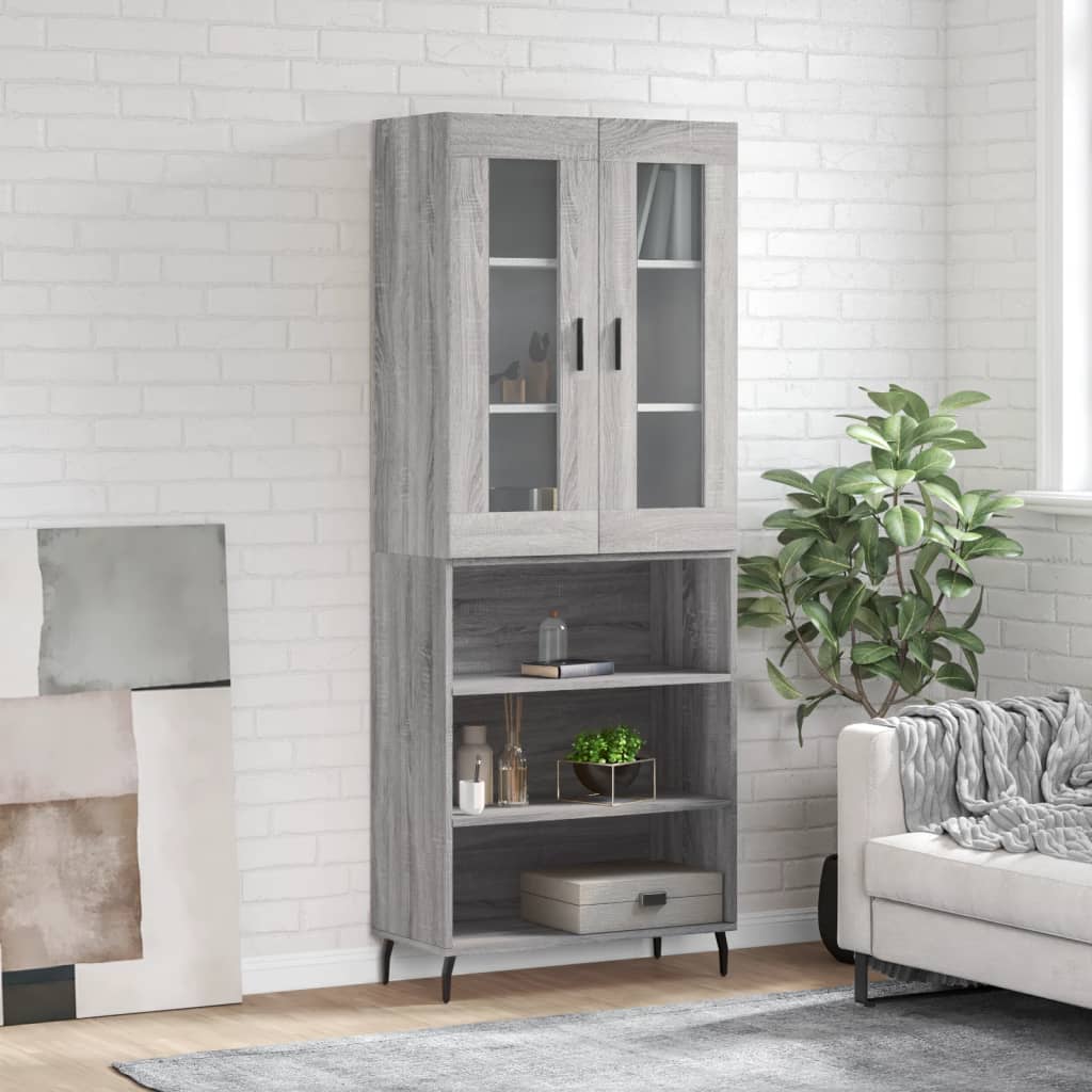 Hoge Kast 69,5X34X180 Cm Bewerkt Hout Grijs Sonoma Eikenkleurig