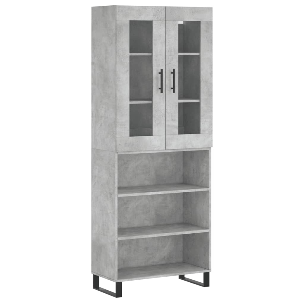 Hoge Kast 69,5X34X180 Cm Bewerkt Hout Betongrijs