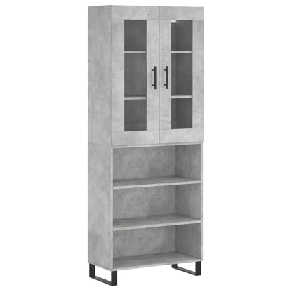 Hoge Kast 69,5X34X180 Cm Bewerkt Hout Betongrijs