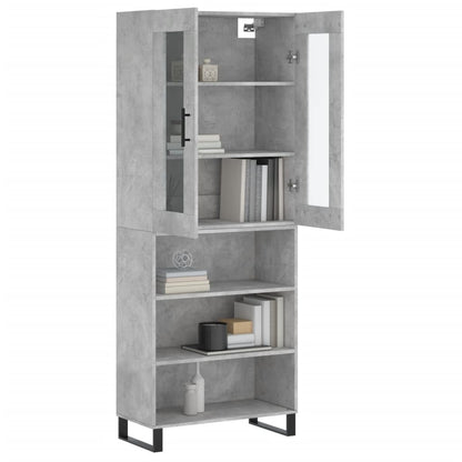 Hoge Kast 69,5X34X180 Cm Bewerkt Hout Betongrijs