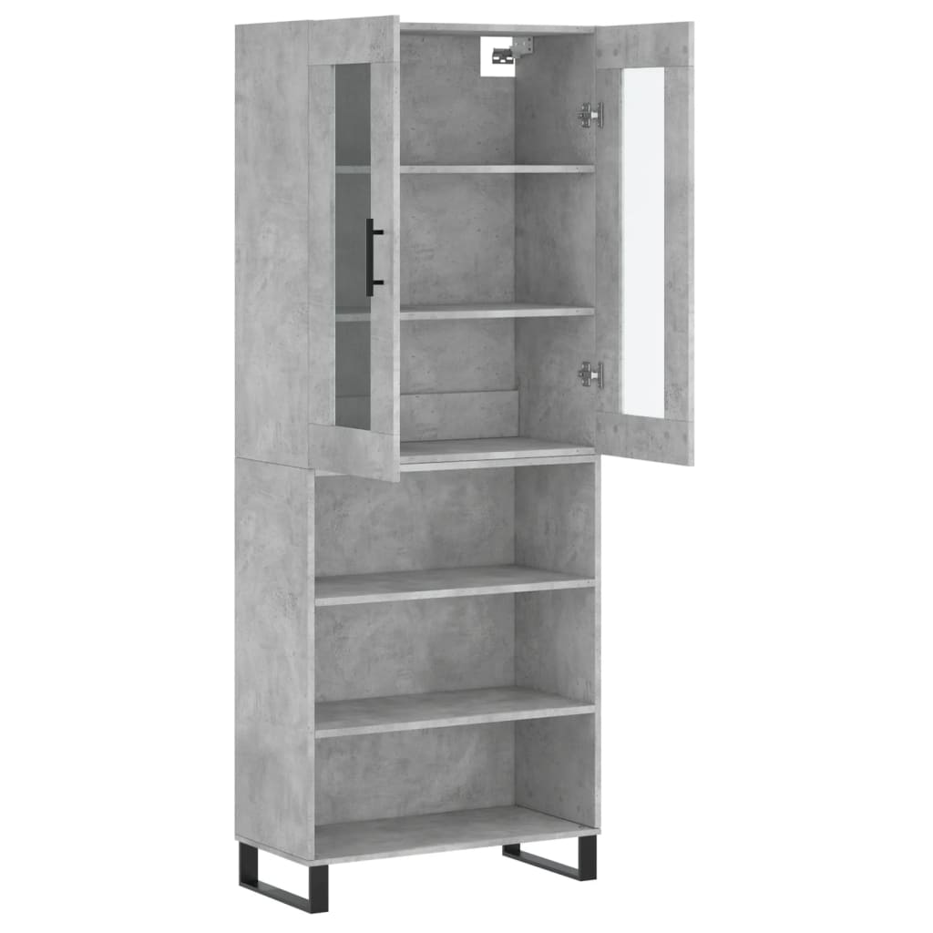 Hoge Kast 69,5X34X180 Cm Bewerkt Hout Betongrijs