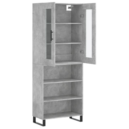Hoge Kast 69,5X34X180 Cm Bewerkt Hout Betongrijs