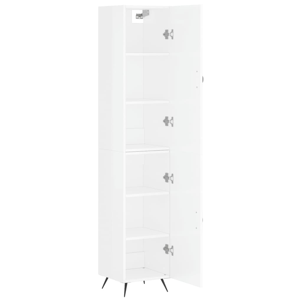 Hoge Kast 34,5X34X180 Cm Bewerkt Hout Hoogglans Wit