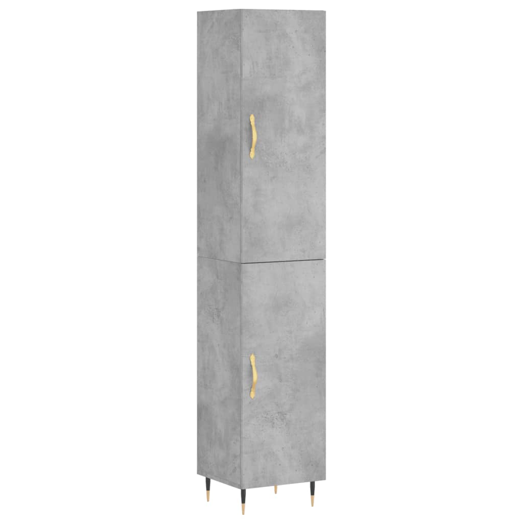 Hoge Kast 34,5X34X180 Cm Bewerkt Hout Betongrijs