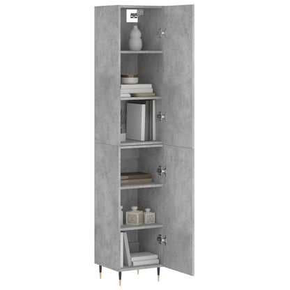 Hoge Kast 34,5X34X180 Cm Bewerkt Hout Betongrijs