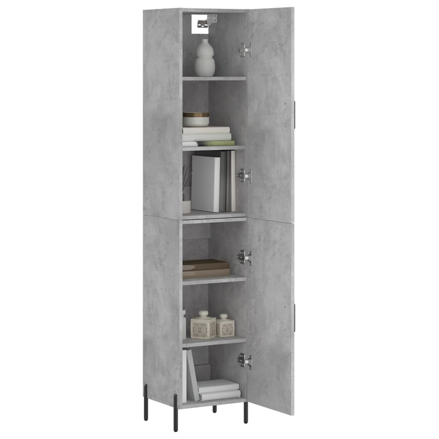 Hoge kast 34,5x34x180 cm bewerkt hout betongrijs