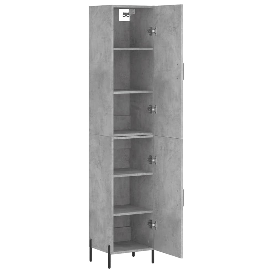 Hoge kast 34,5x34x180 cm bewerkt hout betongrijs