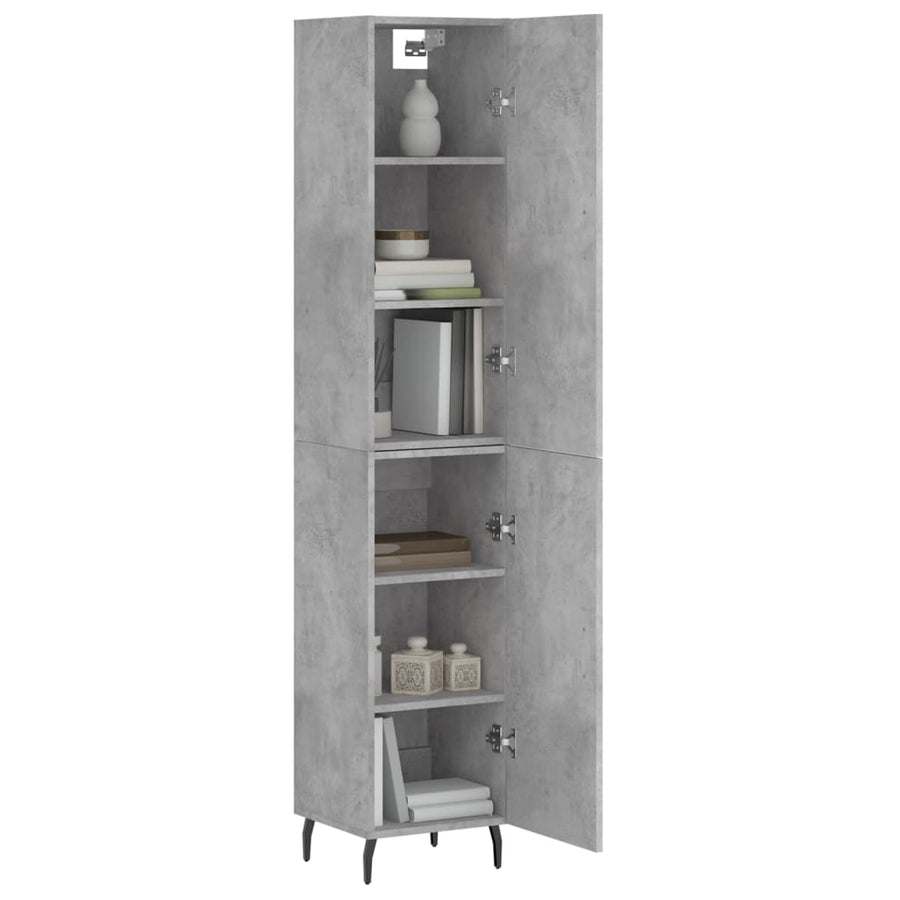 Hoge Kast 34,5X34X180 Cm Bewerkt Hout Betongrijs