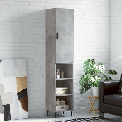 Hoge Kast 34,5X34X180 Cm Bewerkt Hout Betongrijs