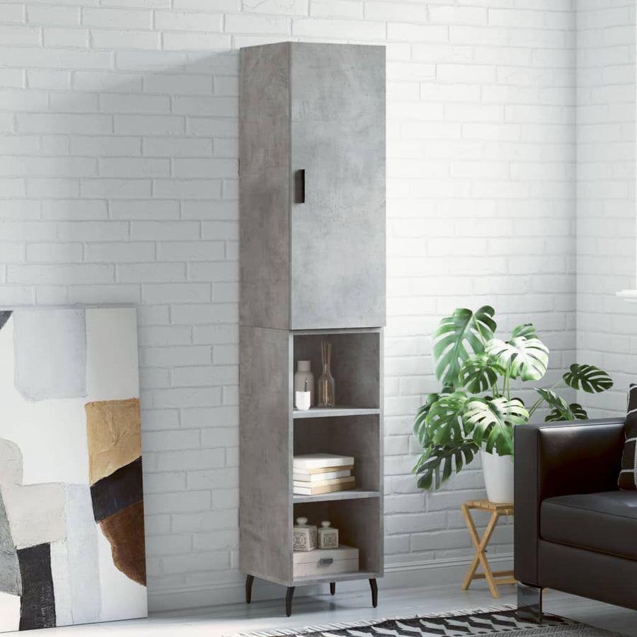 Hoge Kast 34,5X34X180 Cm Bewerkt Hout Betongrijs