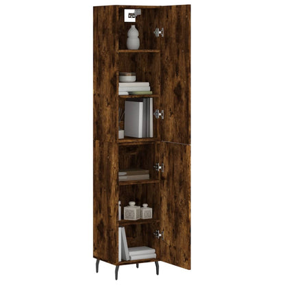 Hoge Kast 34,5X34X180 Cm Bewerkt Hout Gerookt Eikenkleurig