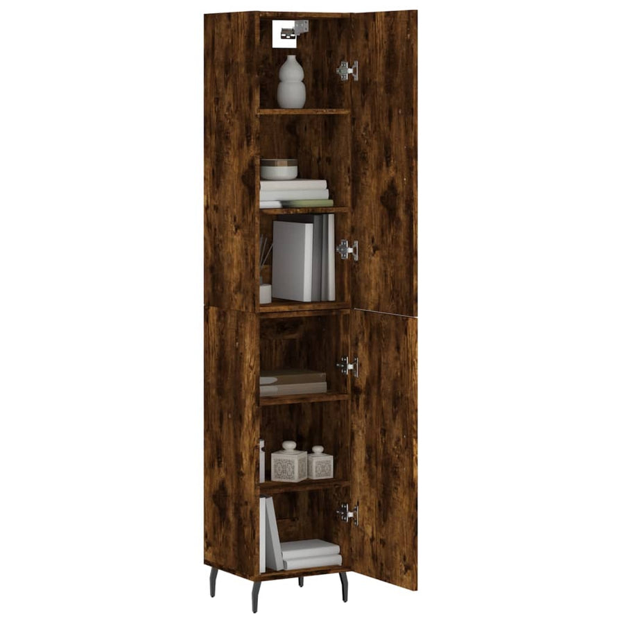 Hoge Kast 34,5X34X180 Cm Bewerkt Hout Gerookt Eikenkleurig