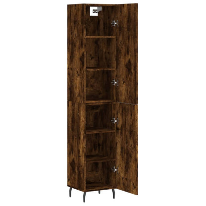 Hoge Kast 34,5X34X180 Cm Bewerkt Hout Gerookt Eikenkleurig