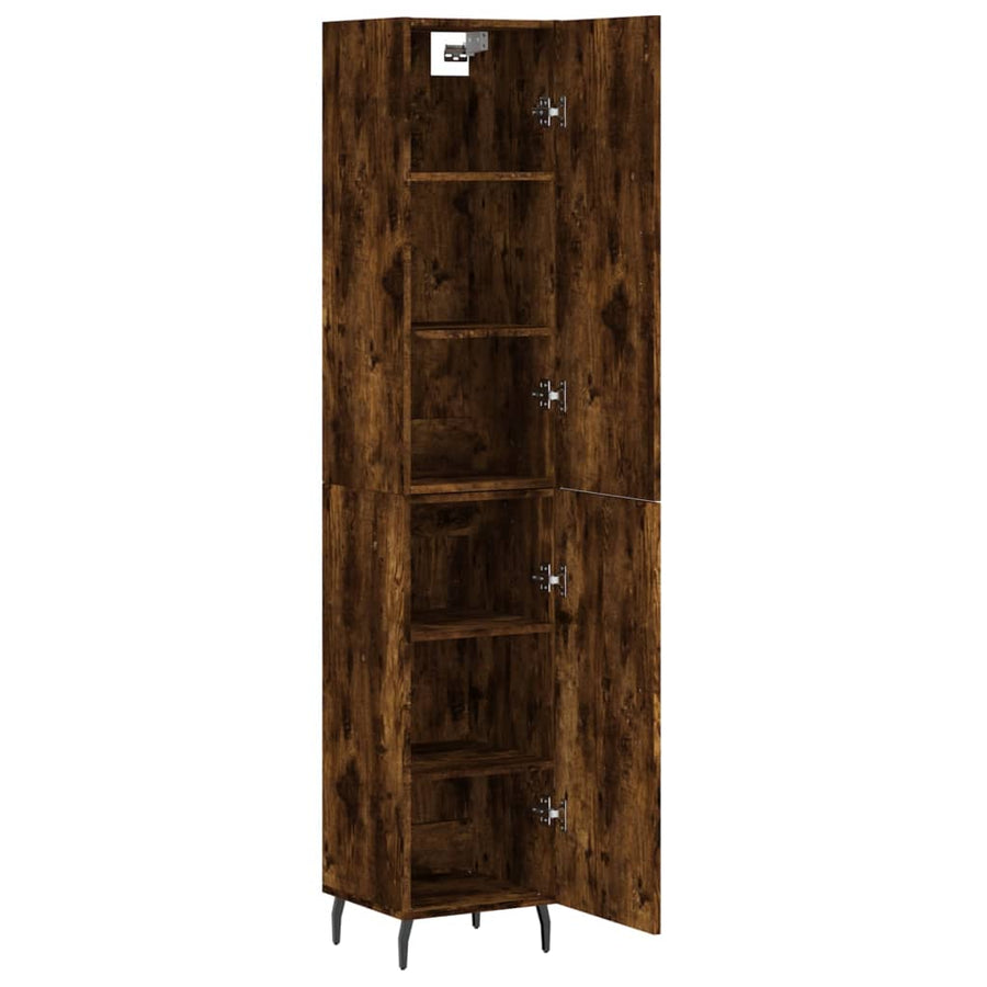 Hoge Kast 34,5X34X180 Cm Bewerkt Hout Gerookt Eikenkleurig
