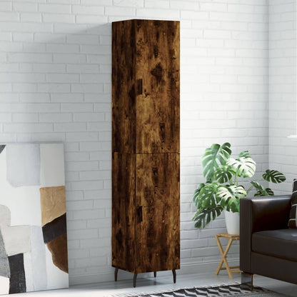 Hoge Kast 34,5X34X180 Cm Bewerkt Hout Gerookt Eikenkleurig