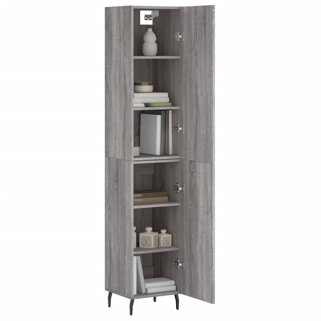 Hoge Kast 34,5X34X180 Cm Bewerkt Hout Grijs Sonoma Eikenkleurig