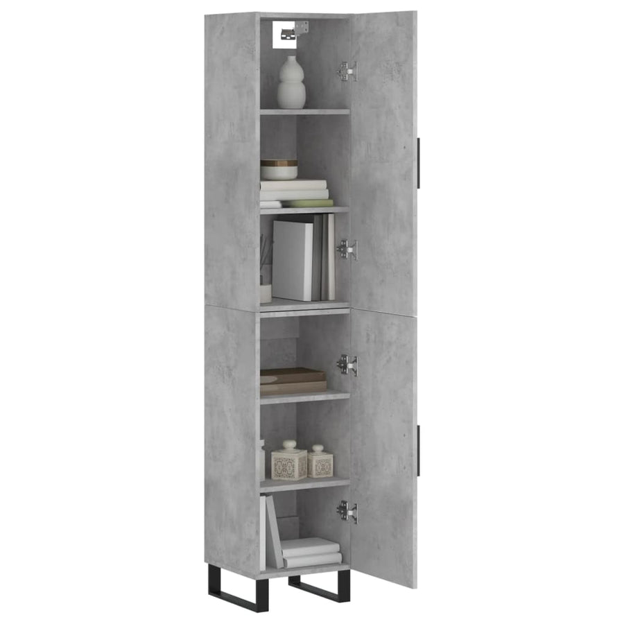 Hoge Kast 34,5X34X180 Cm Bewerkt Hout Betongrijs