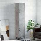 Hoge kast 34,5x34x180 cm bewerkt hout betongrijs