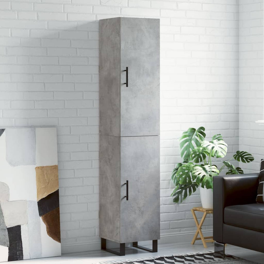 Hoge Kast 34,5X34X180 Cm Bewerkt Hout Betongrijs