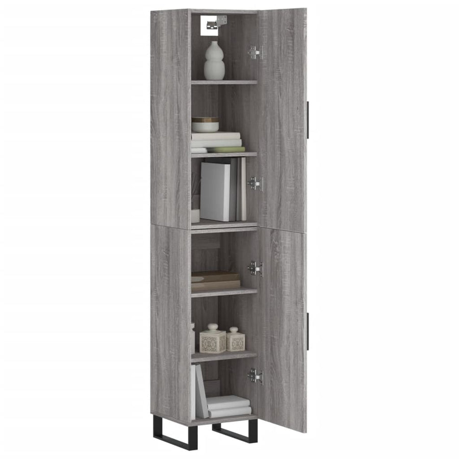 Hoge kast 34,5x34x180 cm bewerkt hout grijs sonoma eikenkleurig