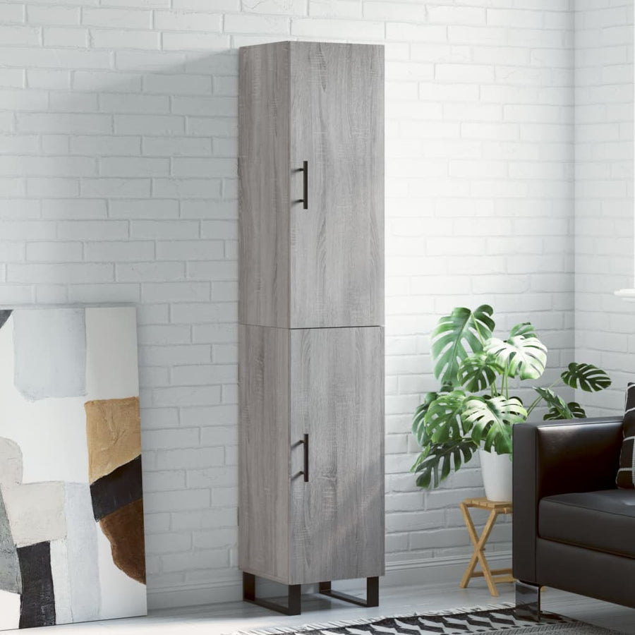 Hoge kast 34,5x34x180 cm bewerkt hout grijs sonoma eikenkleurig