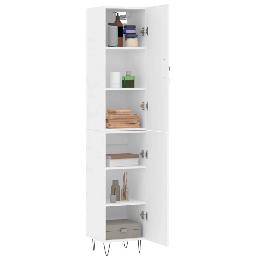 Hoge kast 34,5x34x180 cm bewerkt hout wit