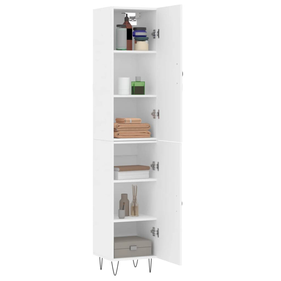 Hoge kast 34,5x34x180 cm bewerkt hout wit