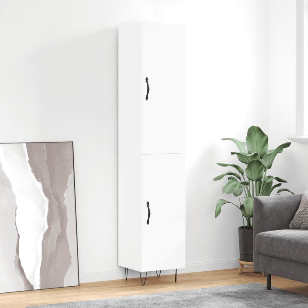 Hoge kast 34,5x34x180 cm bewerkt hout wit