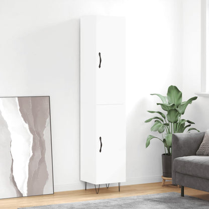 Hoge kast 34,5x34x180 cm bewerkt hout wit