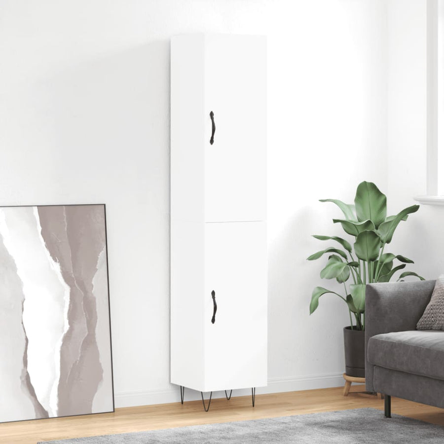 Hoge kast 34,5x34x180 cm bewerkt hout wit