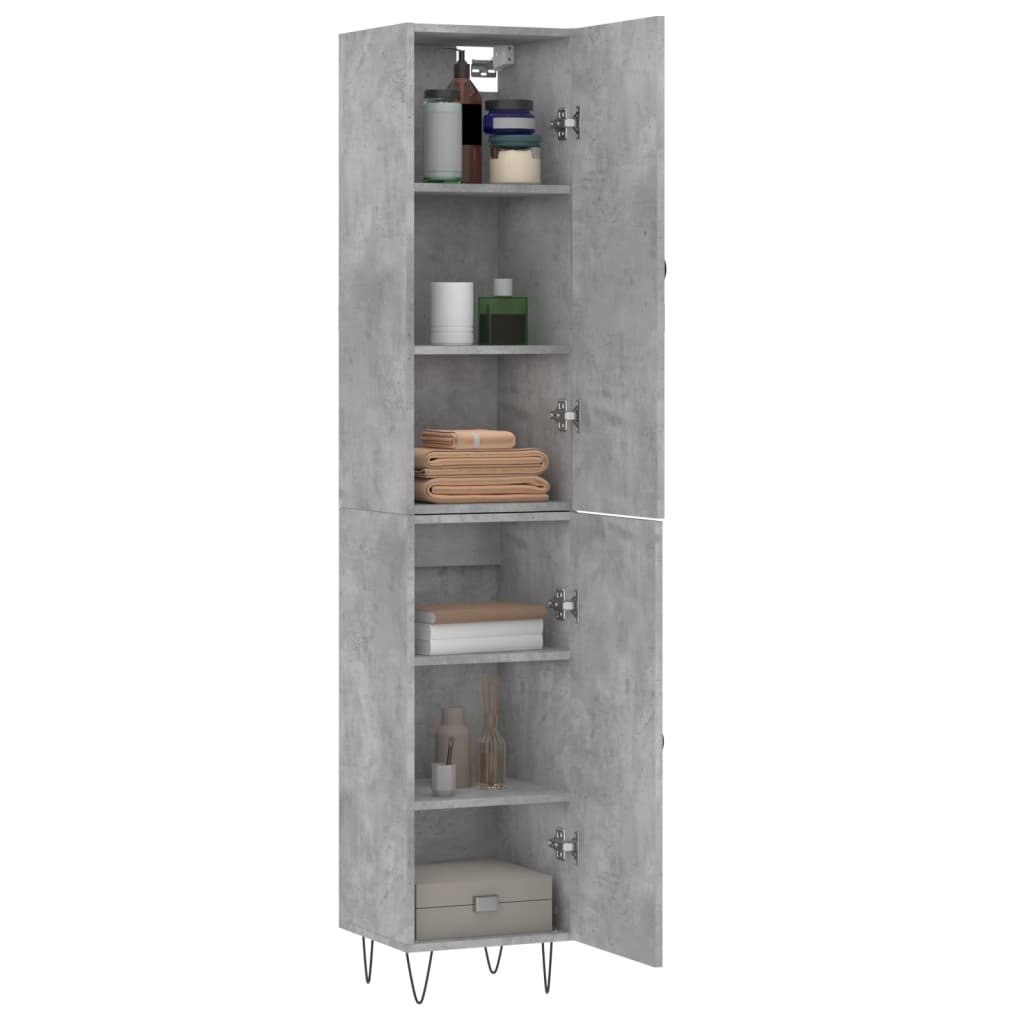 Hoge Kast 34,5X34X180 Cm Bewerkt Hout Betongrijs