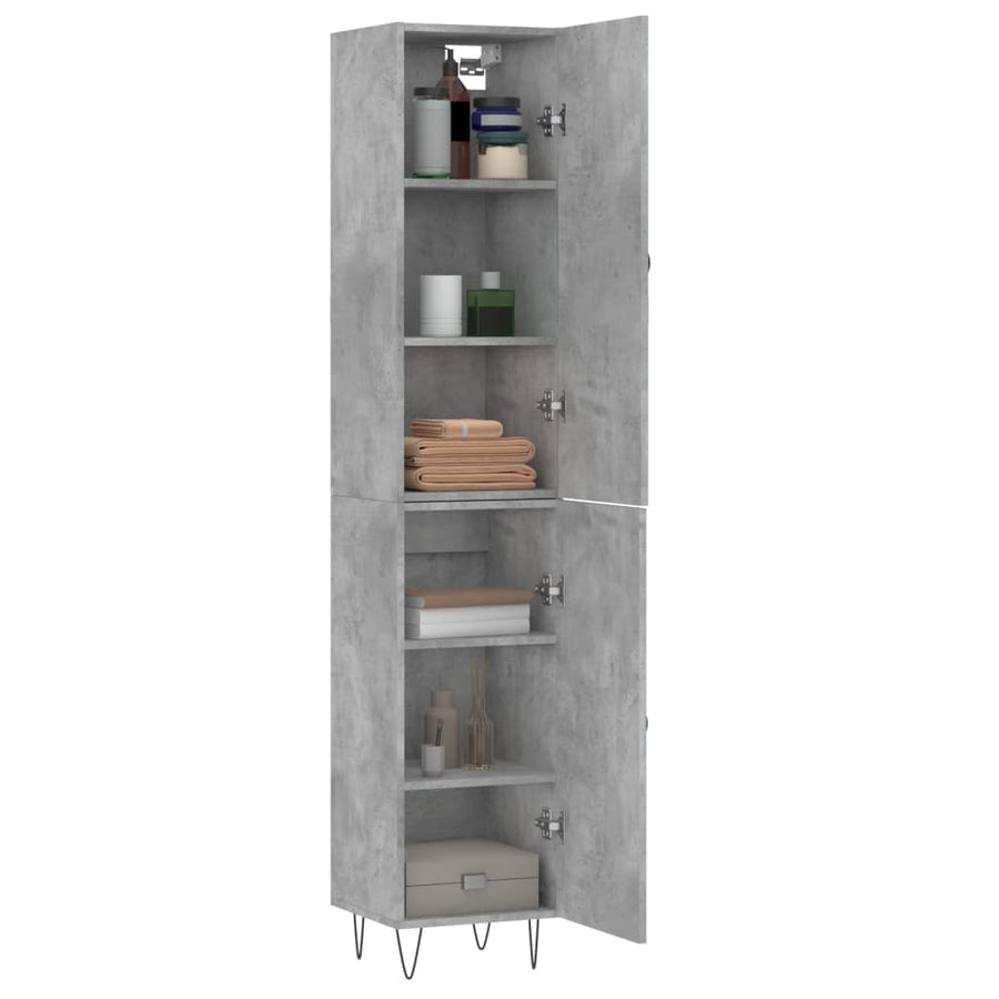 Hoge Kast 34,5X34X180 Cm Bewerkt Hout Betongrijs