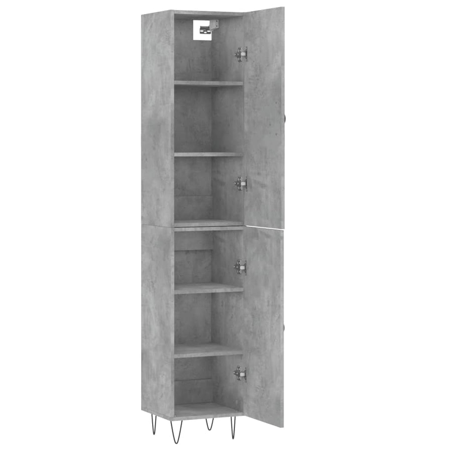 Hoge Kast 34,5X34X180 Cm Bewerkt Hout Betongrijs
