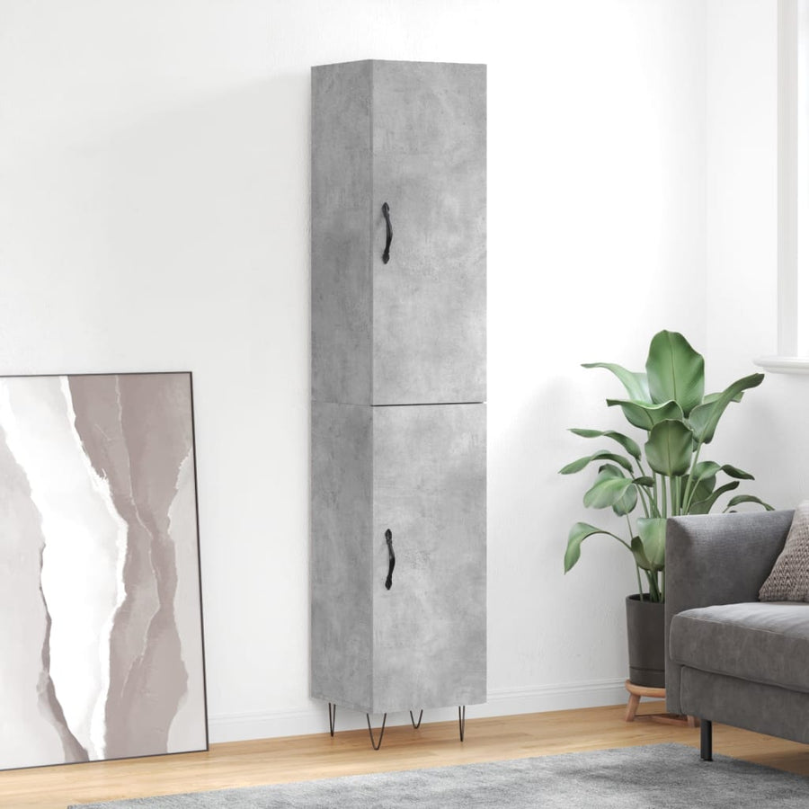 Hoge Kast 34,5X34X180 Cm Bewerkt Hout Betongrijs