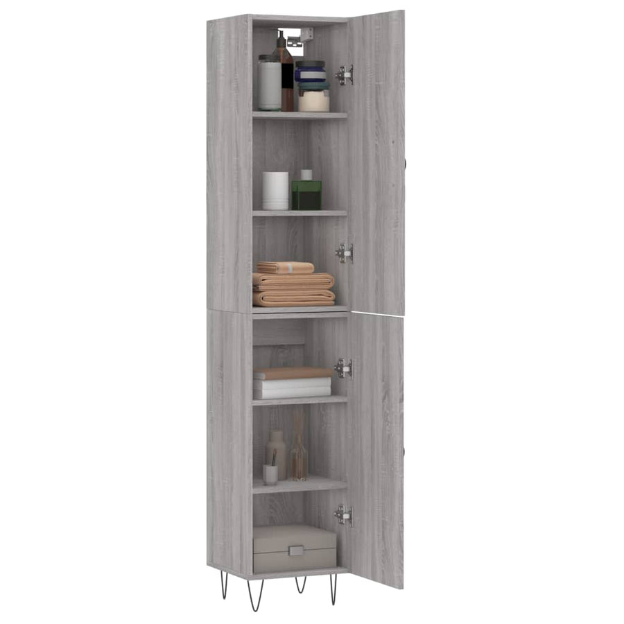 Hoge Kast 34,5X34X180 Cm Bewerkt Hout Grijs Sonoma Eikenkleurig
