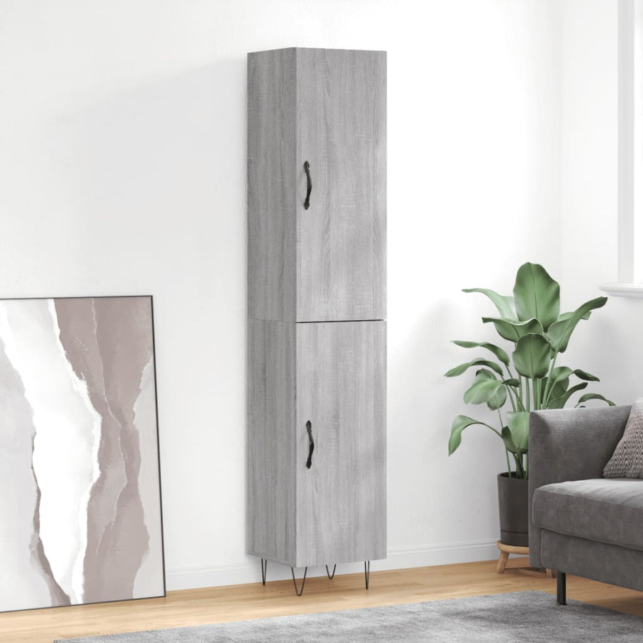 Hoge Kast 34,5X34X180 Cm Bewerkt Hout Grijs Sonoma Eikenkleurig