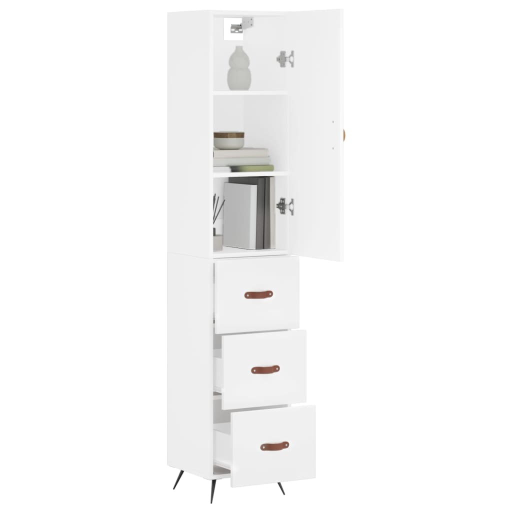 Hoge Kast 34,5X34X180 Cm Bewerkt Hout Wit