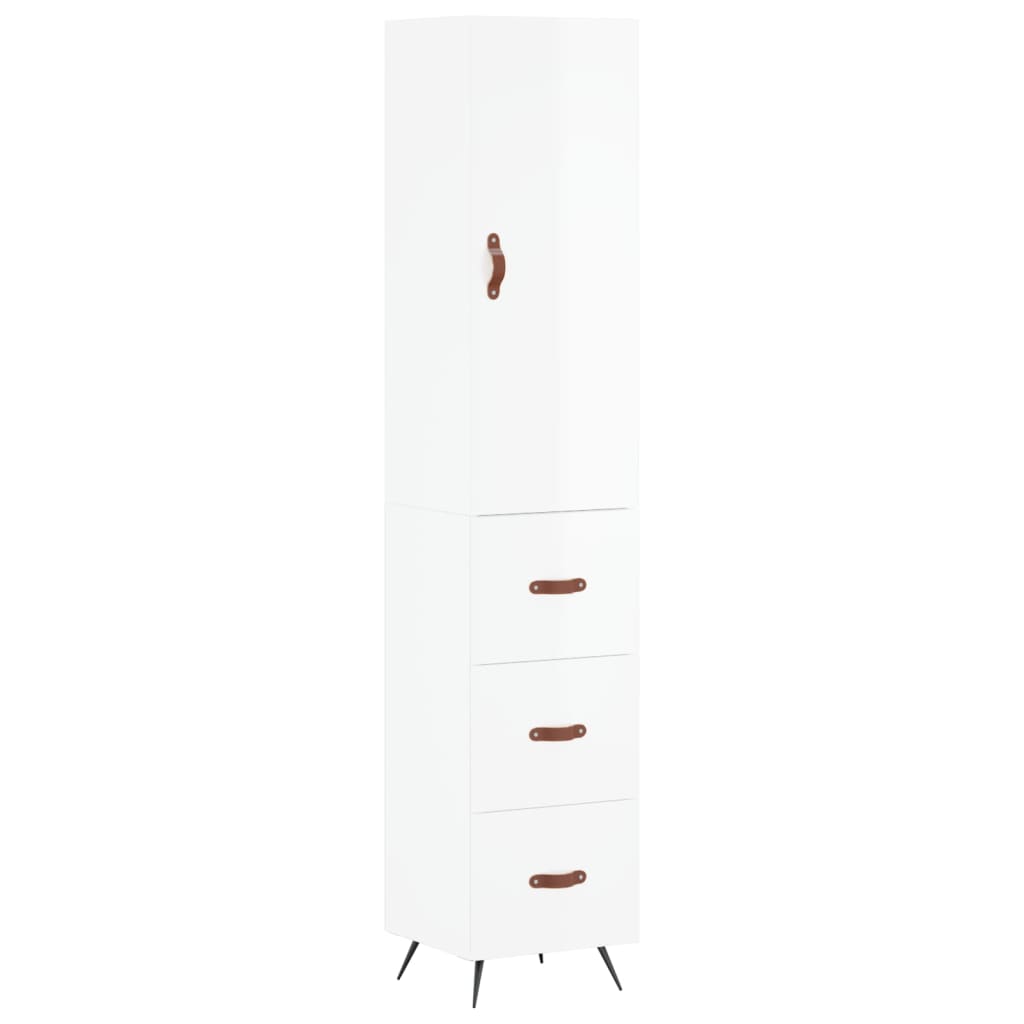 Hoge Kast 34,5X34X180 Cm Bewerkt Hout Hoogglans Wit