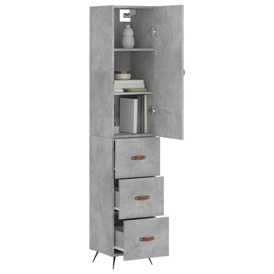 Hoge Kast 34,5X34X180 Cm Bewerkt Hout Betongrijs