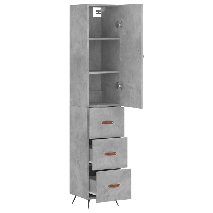Hoge Kast 34,5X34X180 Cm Bewerkt Hout Betongrijs