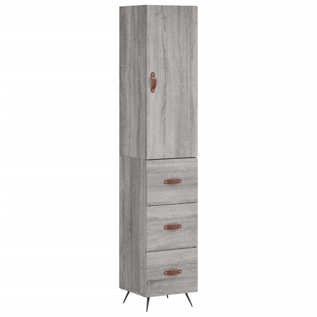Hoge Kast 34,5X34X180 Cm Bewerkt Hout Grijs Sonoma Eikenkleurig