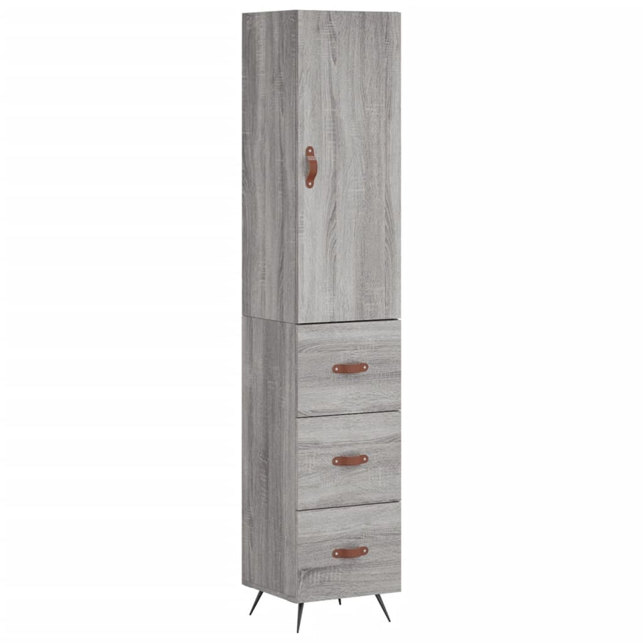Hoge Kast 34,5X34X180 Cm Bewerkt Hout Grijs Sonoma Eikenkleurig