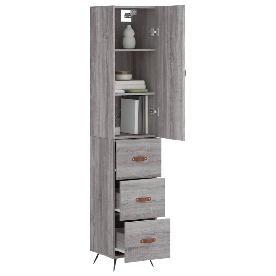 Hoge Kast 34,5X34X180 Cm Bewerkt Hout Grijs Sonoma Eikenkleurig