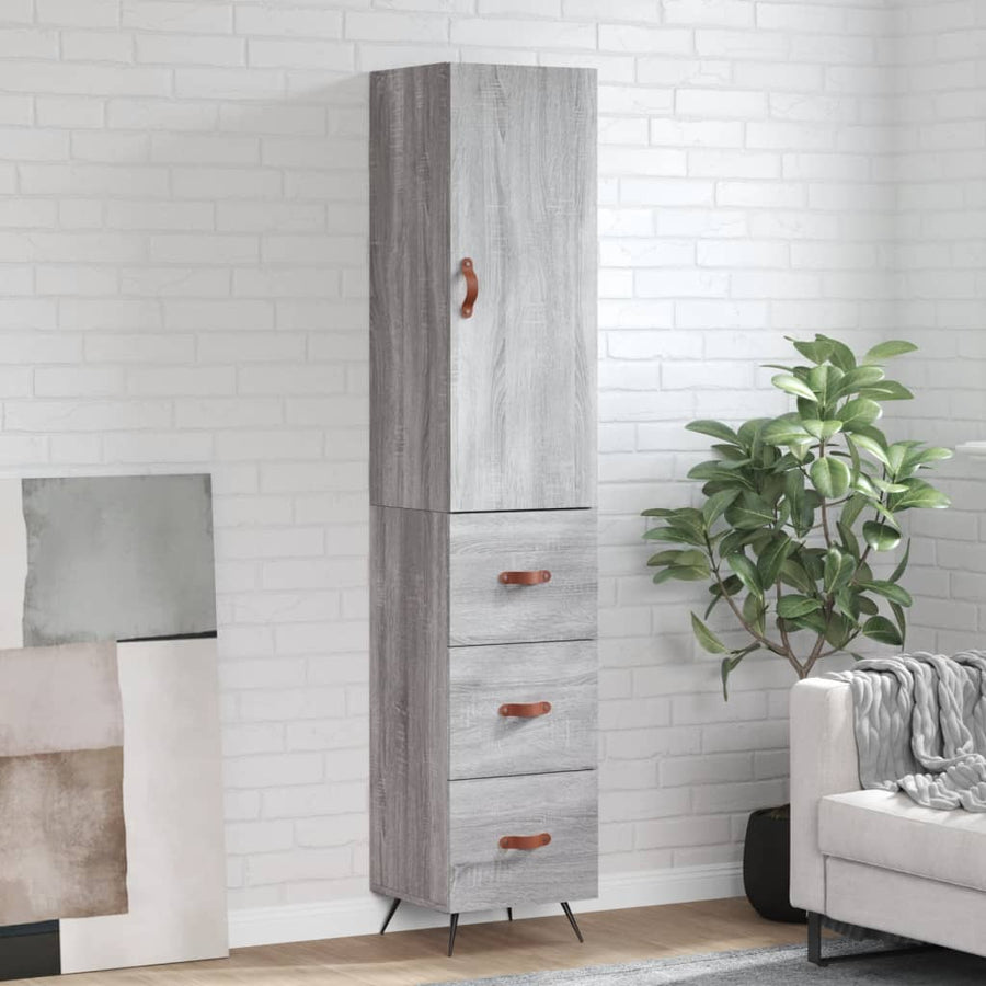 Hoge Kast 34,5X34X180 Cm Bewerkt Hout Grijs Sonoma Eikenkleurig