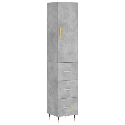 Hoge Kast 34,5X34X180 Cm Bewerkt Hout Betongrijs